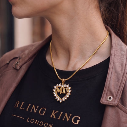 Gold MUM Heart Pendant Necklace 22inches