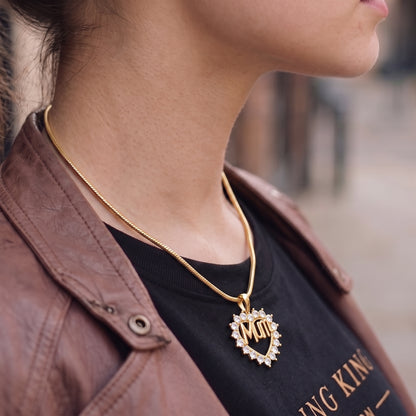 Gold MUM Heart Pendant Necklace 22inches