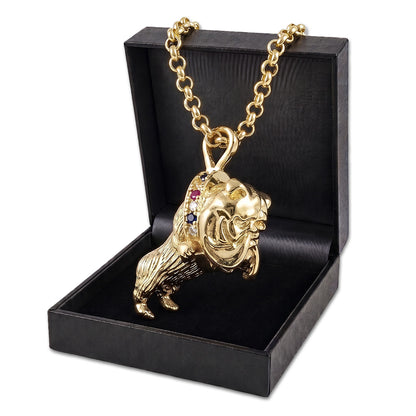 Gold British Bulldog Pendant Necklace