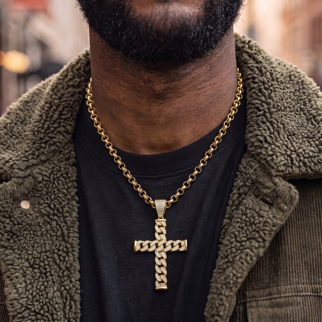 Gold Cross Pendant Necklace 22inches