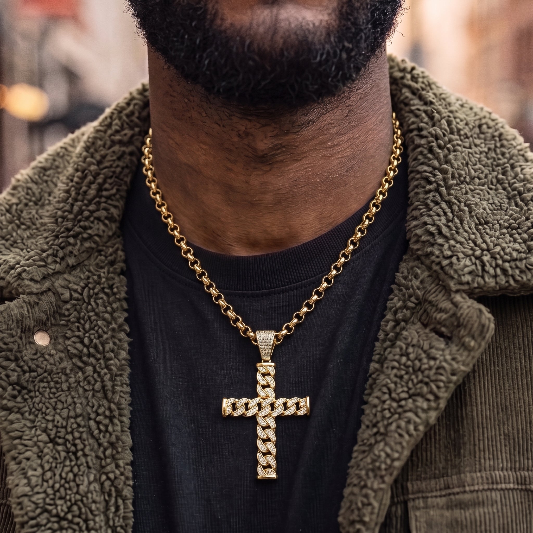 Gold Cross Pendant Necklace 22inches