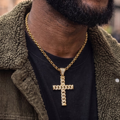 Gold Cross Pendant Necklace 22inches