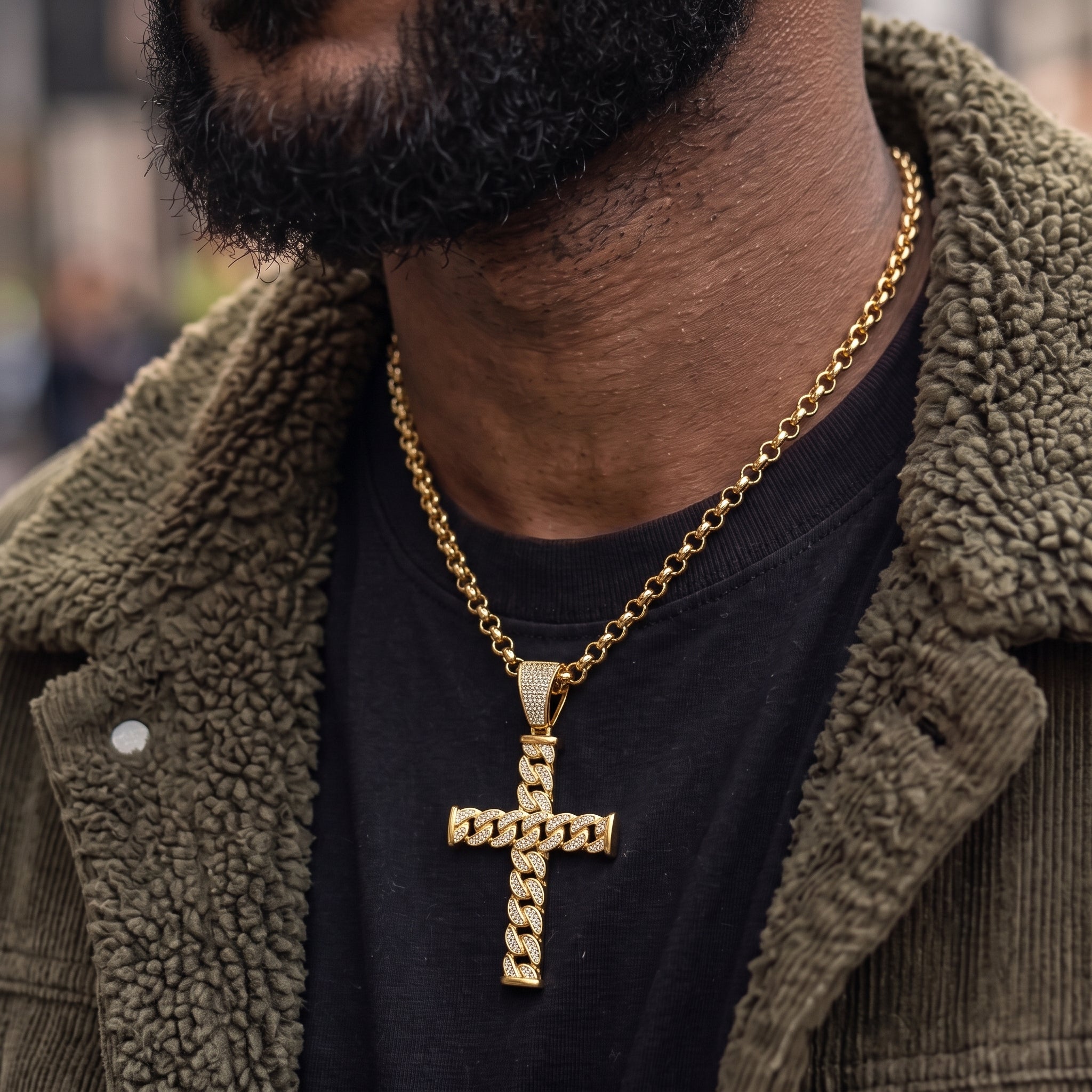 Gold Cross Pendant Necklace 22inches