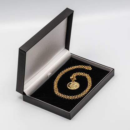 Gold St. Christopher Pendant 22 Inch 4mm Belcher Chain