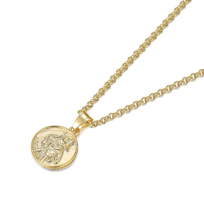 Gold St. Christopher Pendant with 22-inch belcher chain