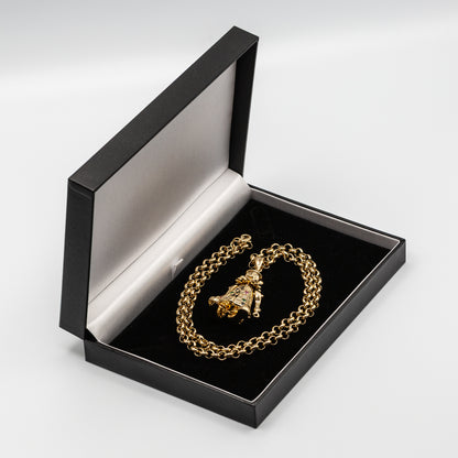 Gold Large Clown Pendant 22 Inch 4mm Belcher Chain