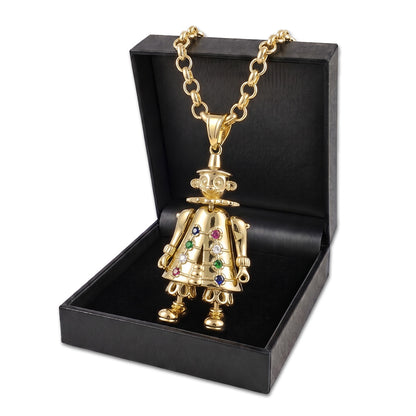 New Gold Large 3D Clown Pendant with Belcher Chain