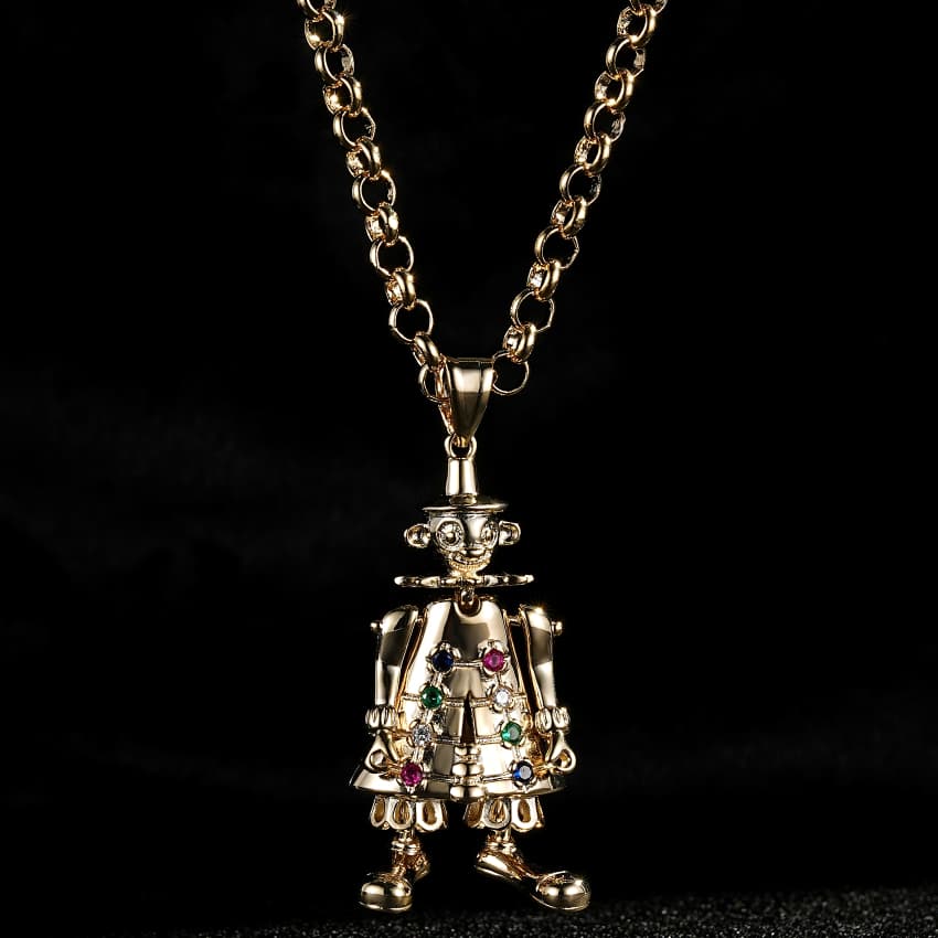 Gold Bonded Belcher Chain with Clown Pendant