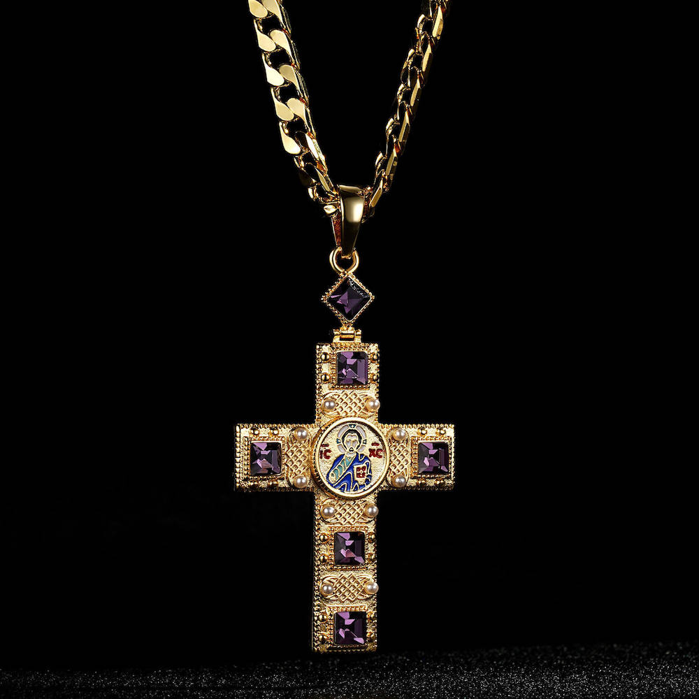 Close-up of Gold Cross Pendant