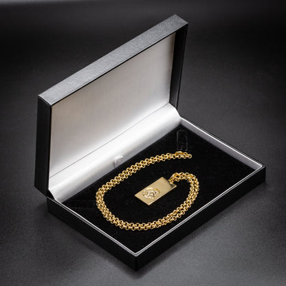 Gold St Christopher Ingot Bar Pendant 22 Inches