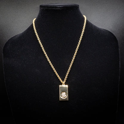 Gold St Christopher Ingot Bar Pendant 22 Inches