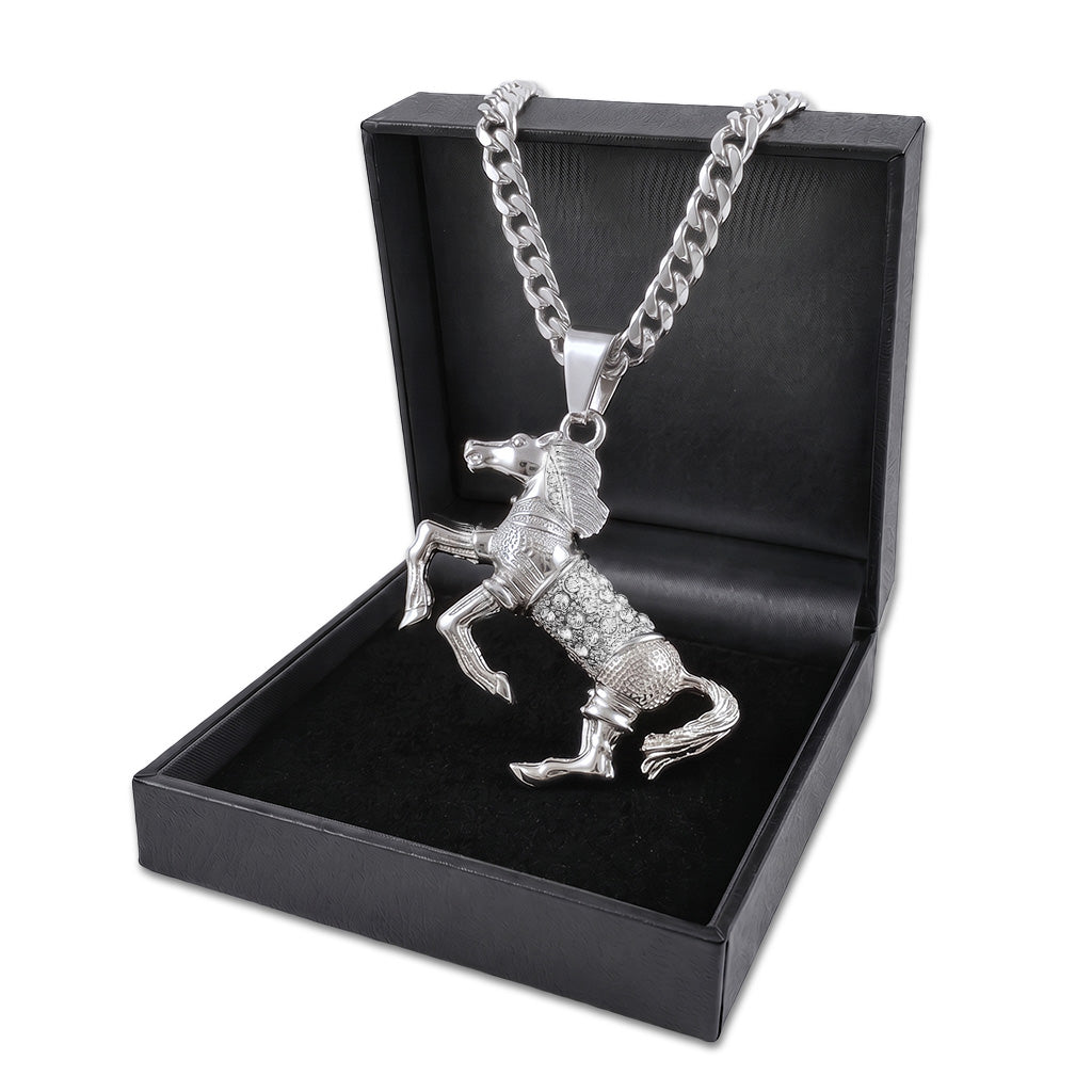 Silver Horse Pendant Necklace 24inches