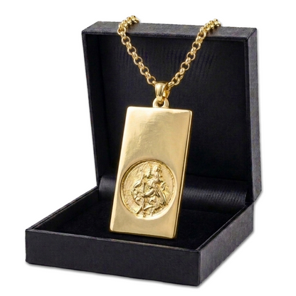 Gold St Christopher Ingot Pendant