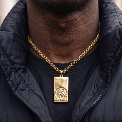 Gold St Christopher Ingot Pendant