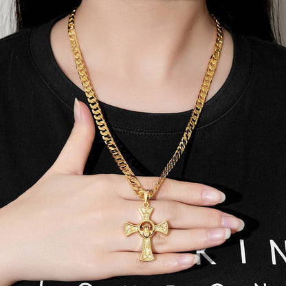 Gold Celtic Claddagh Cross Pendant 22inches