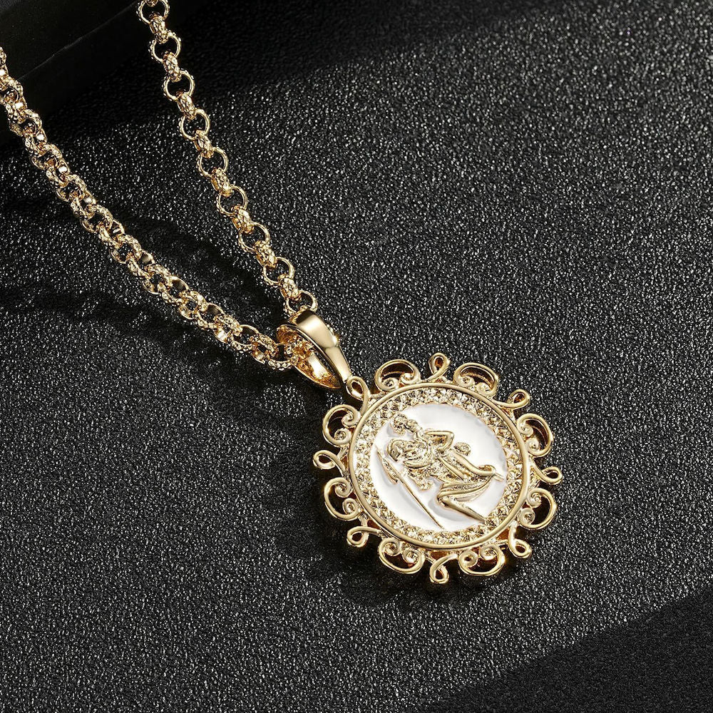 30mm gold pendant featuring St. Christopher