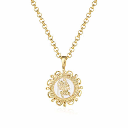 St. Christopher pendant in gold, 22-inch chain