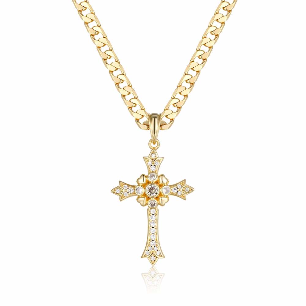 Close-up of Gold Filled Gothic Cross Pendant