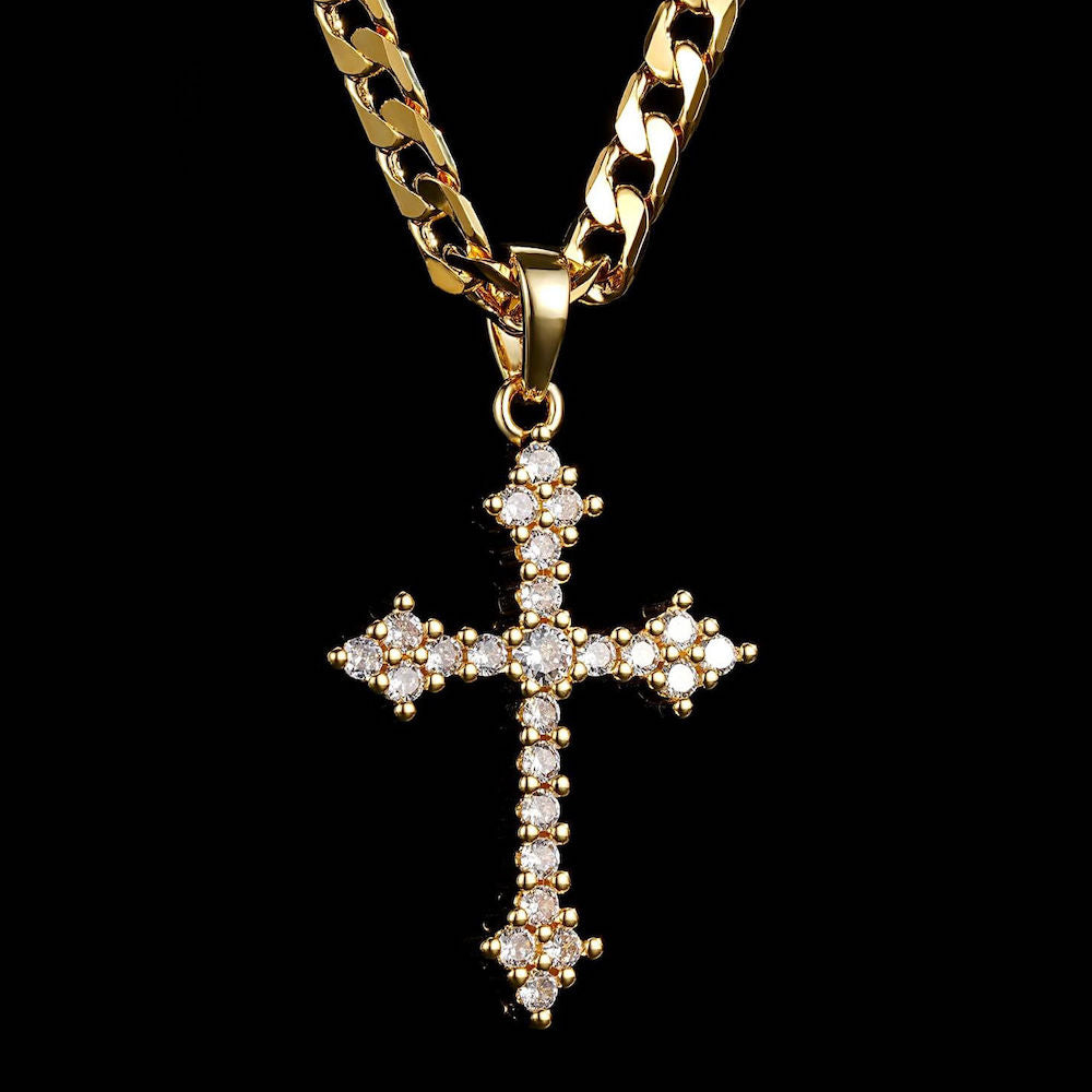 Pink Cross Pendant with Stones