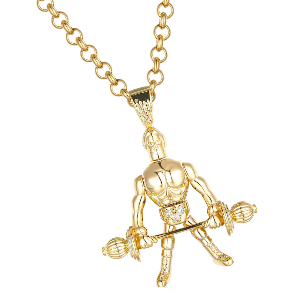 Gold Bonded Belcher Chain with Gym Pendant