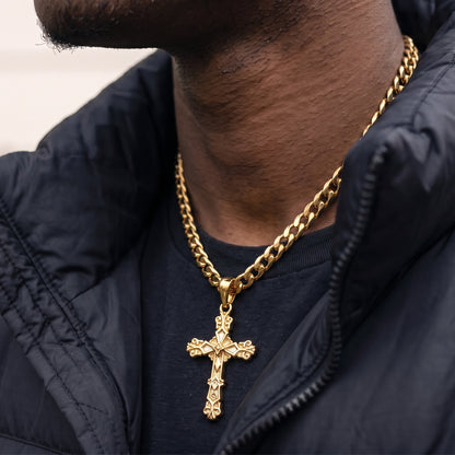 Gold Filigree Cross Pendant Necklace 22inches
