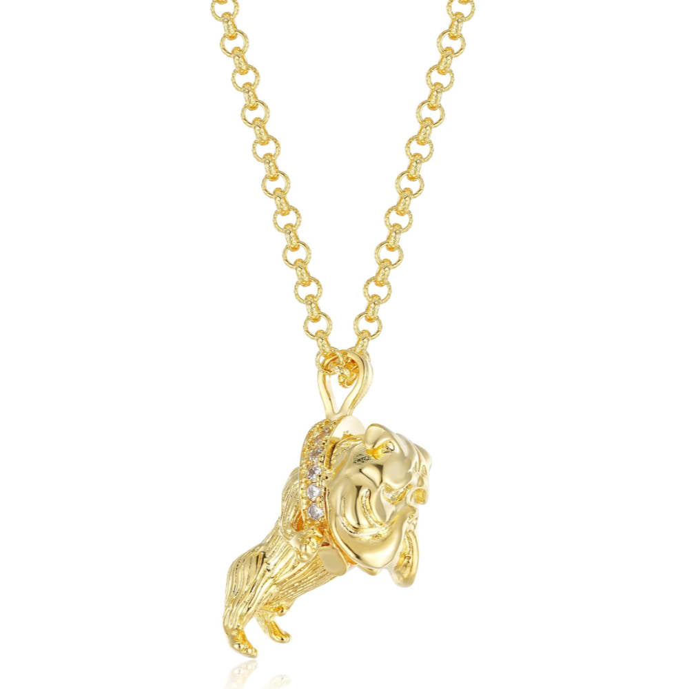 Gold bulldog pendant necklace in elegant packaging