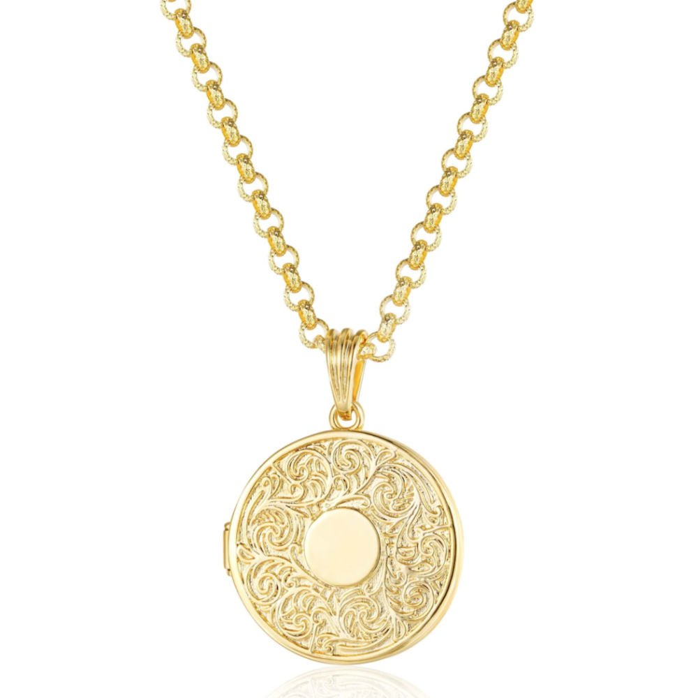 Gold Bonded Chain with Filigree Locket