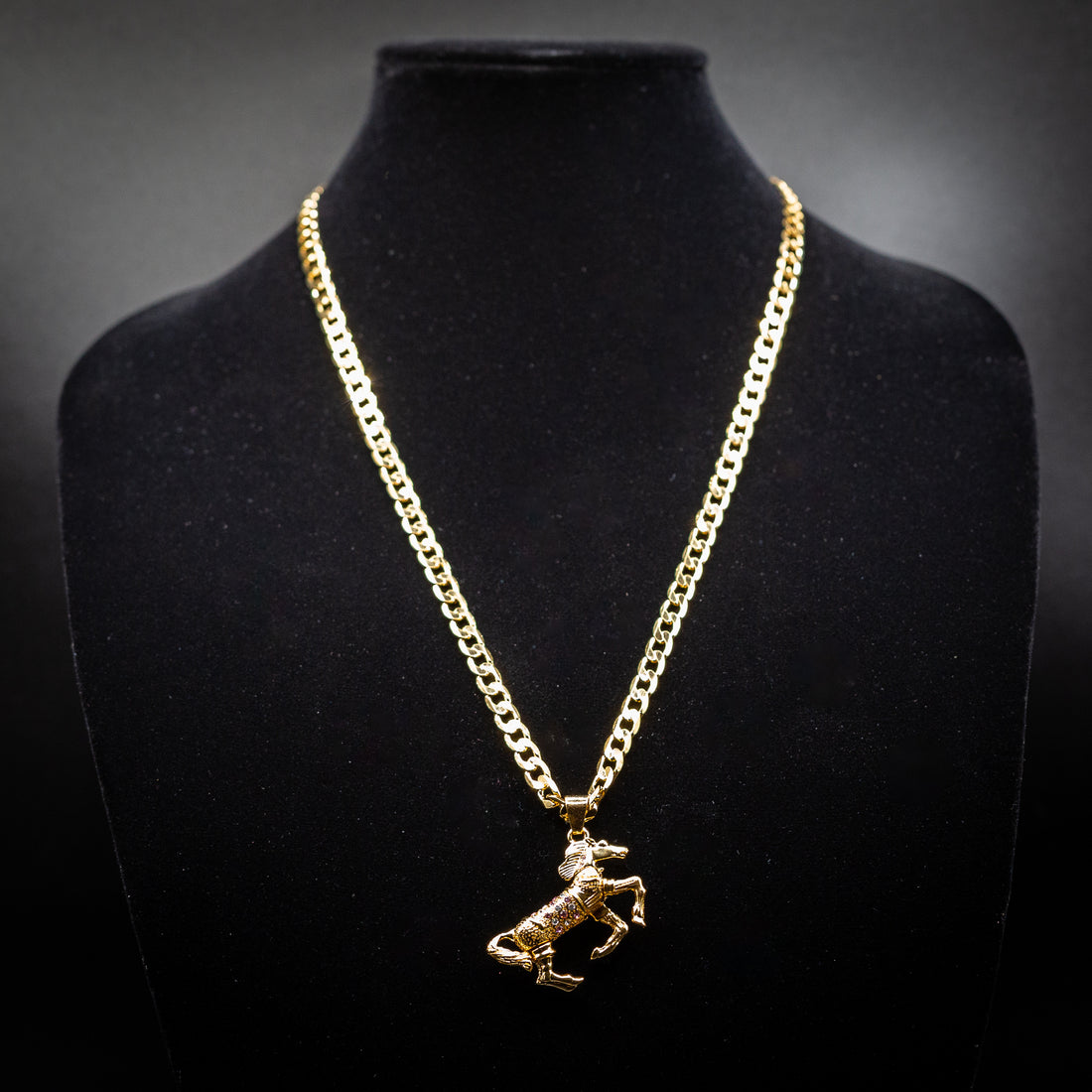 Silver Belcher &amp; Gold Horse Pendant Statement Set – 24” Chains