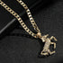 Complete view of the gold-filled pendant and chain set, highlighting pink stones and horse 