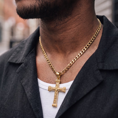 Gold Jesus Crucifix Pendant Necklace 22inches