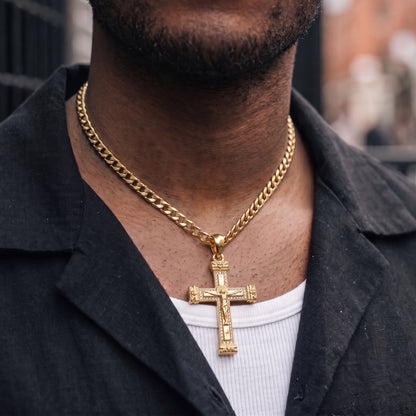Gold Jesus Crucifix Pendant Necklace 22inches
