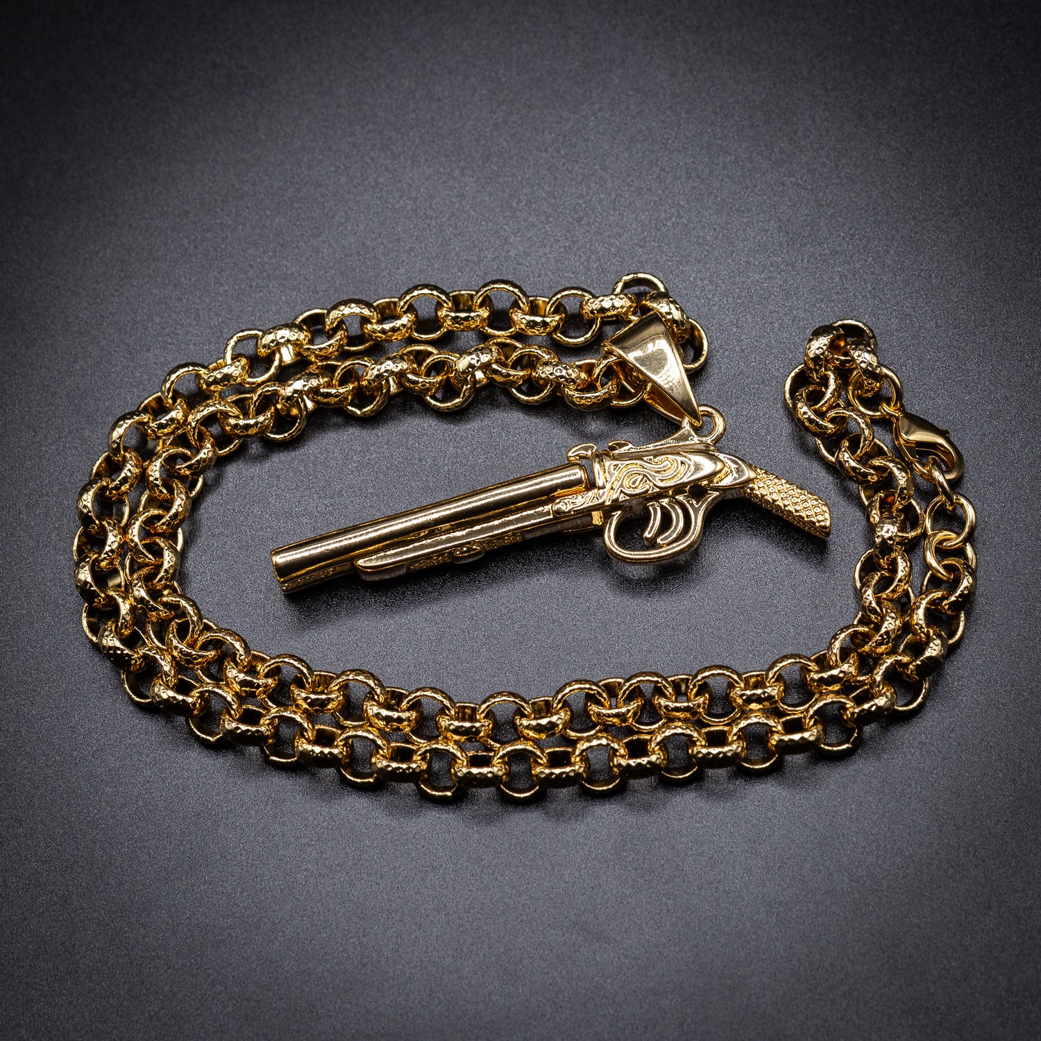 Gold Filled Bonded Double Barrel Shotgun Pendant 24 Inch