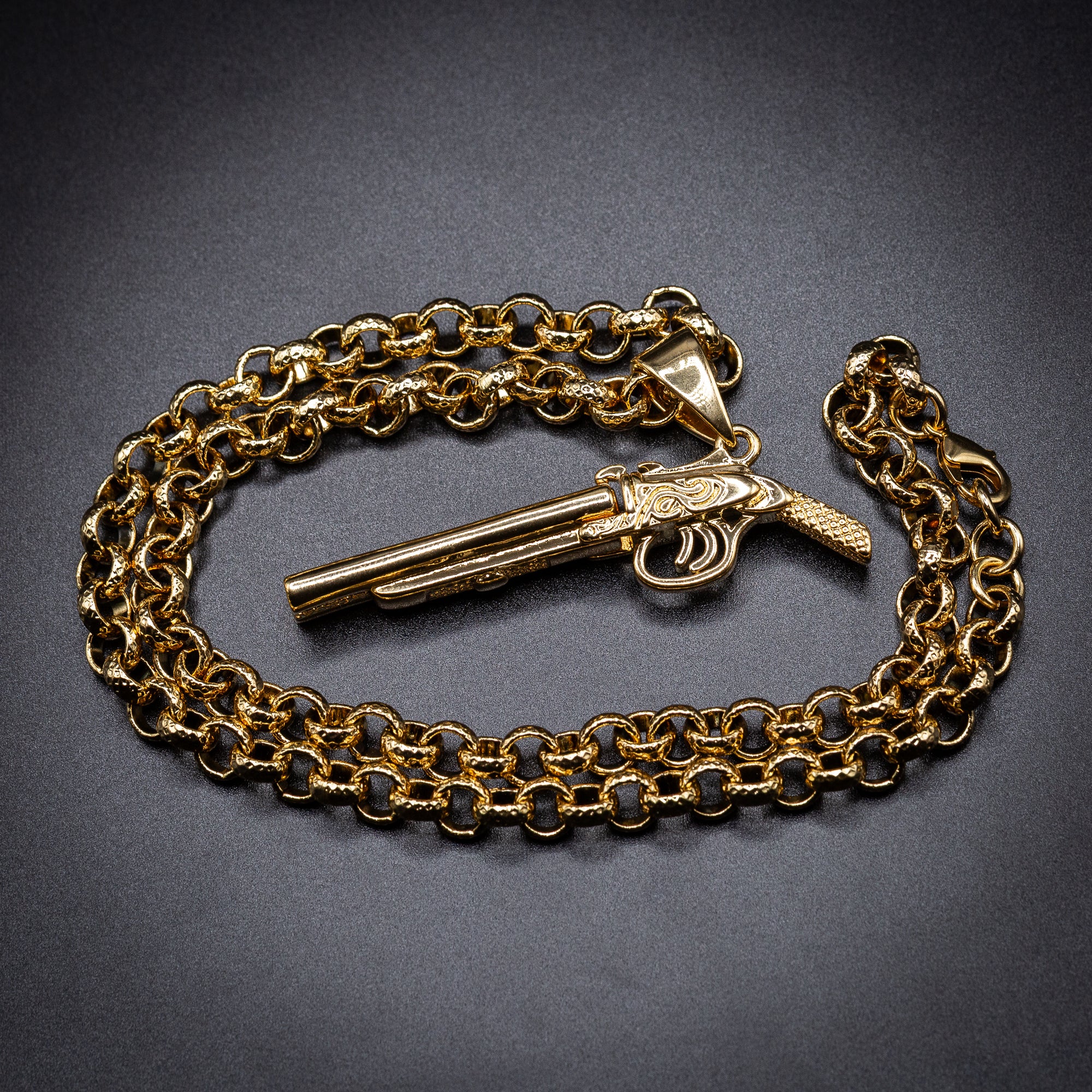 Gold Filled Bonded Double Barrel Shotgun Pendant 24 Inch
