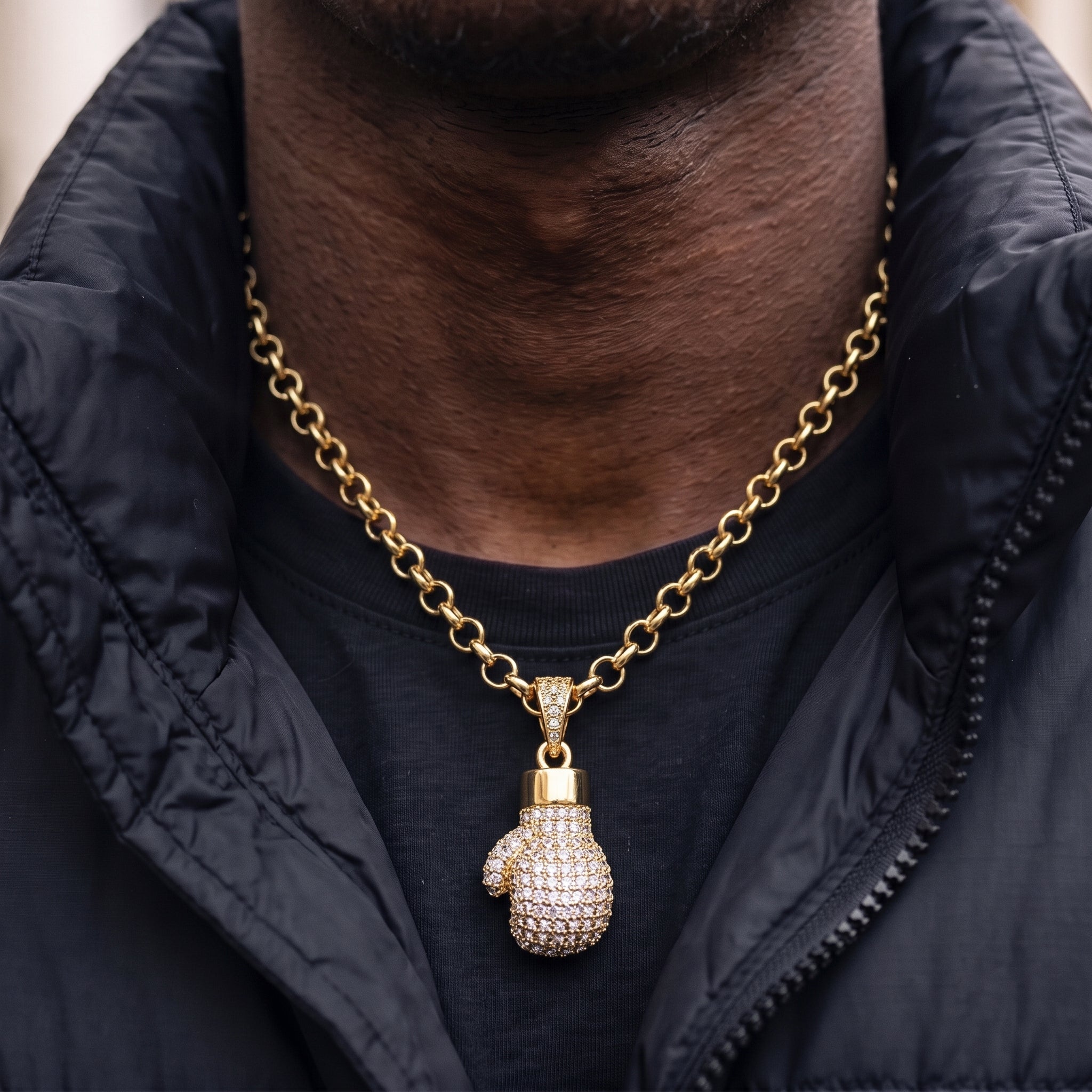 Gold Boxing Glove Pendant Necklace