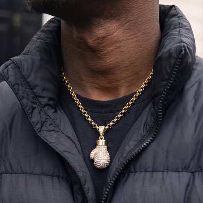 Gold Boxing Glove Pendant Necklace