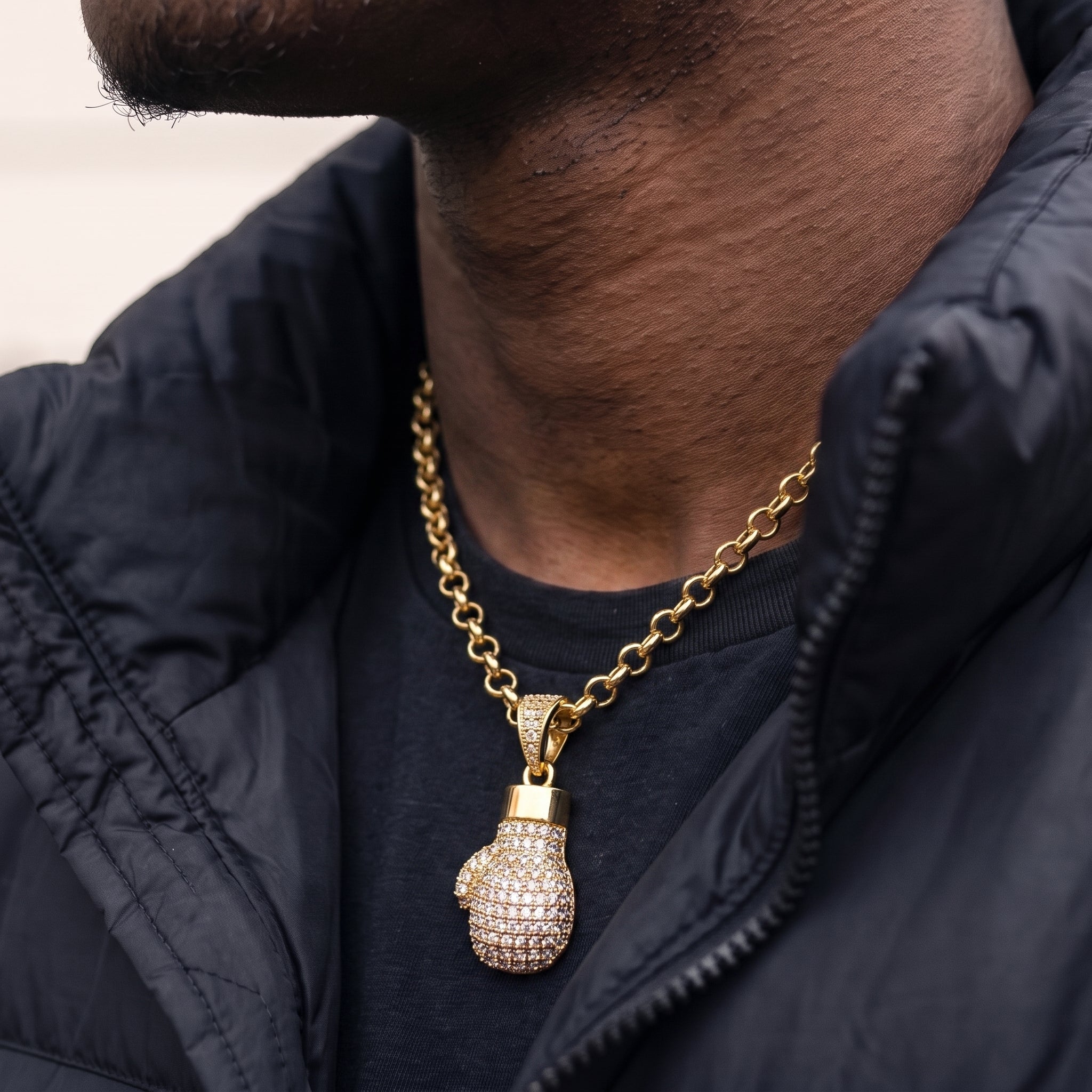 Gold Boxing Glove Pendant Necklace