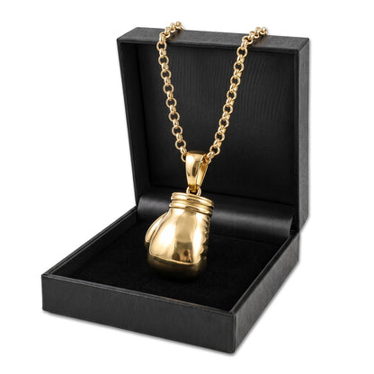 Gold 3D Boxing Glove Pendant Necklace with Chain 22 Inch