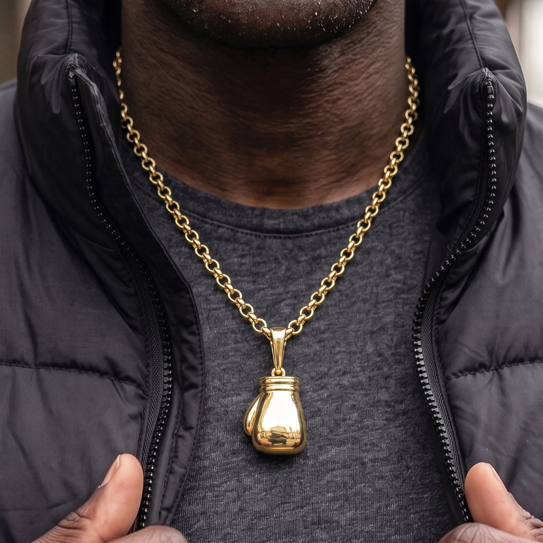 Gold Horseshoe Pendant Necklace 24inches