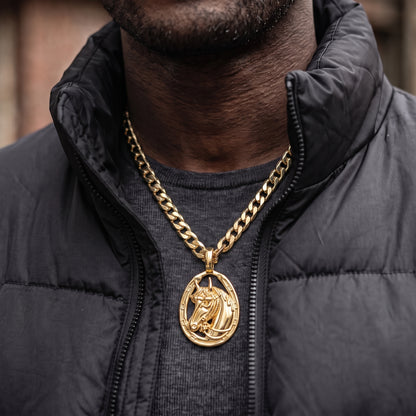 Gold Horseshoe Pendant Necklace 24inches