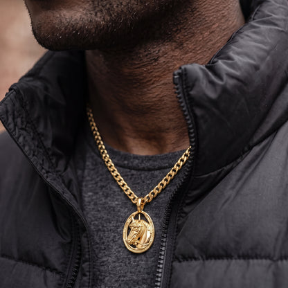 Gold Horseshoe Pendant Necklace 24inches