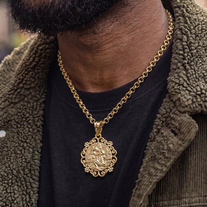 Gold St Christopher Pendant Flower Mount