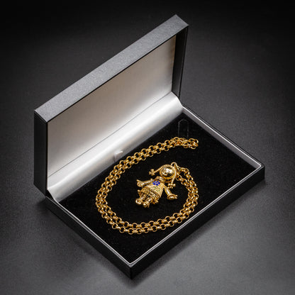 Gold Rag Doll Pendant Necklace 5.5mm Gold Smooth Belcher Chain