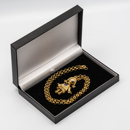 Gold Rag Doll Pendant Necklace 5.5mm Gold Smooth Belcher Chain