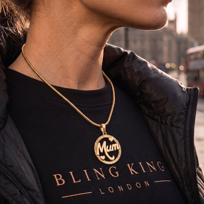 Gold MUM Pendant Necklace 22inches