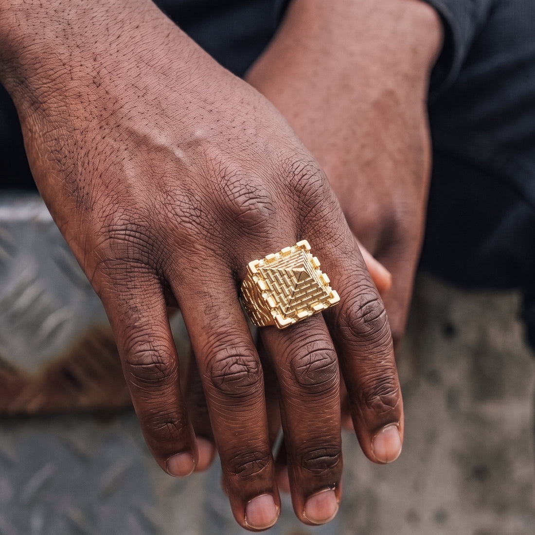 Gold Pyramid Ring