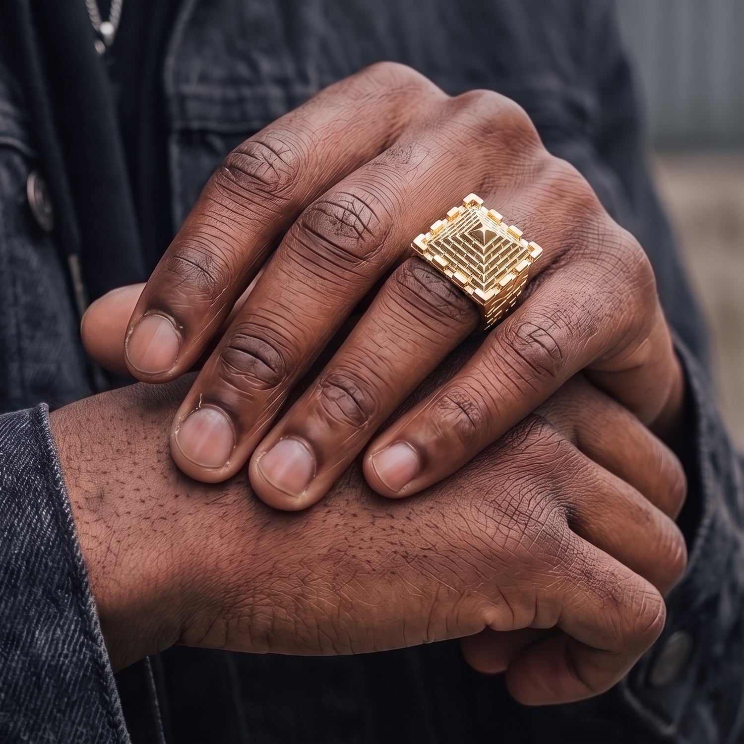 Gold Pyramid Ring