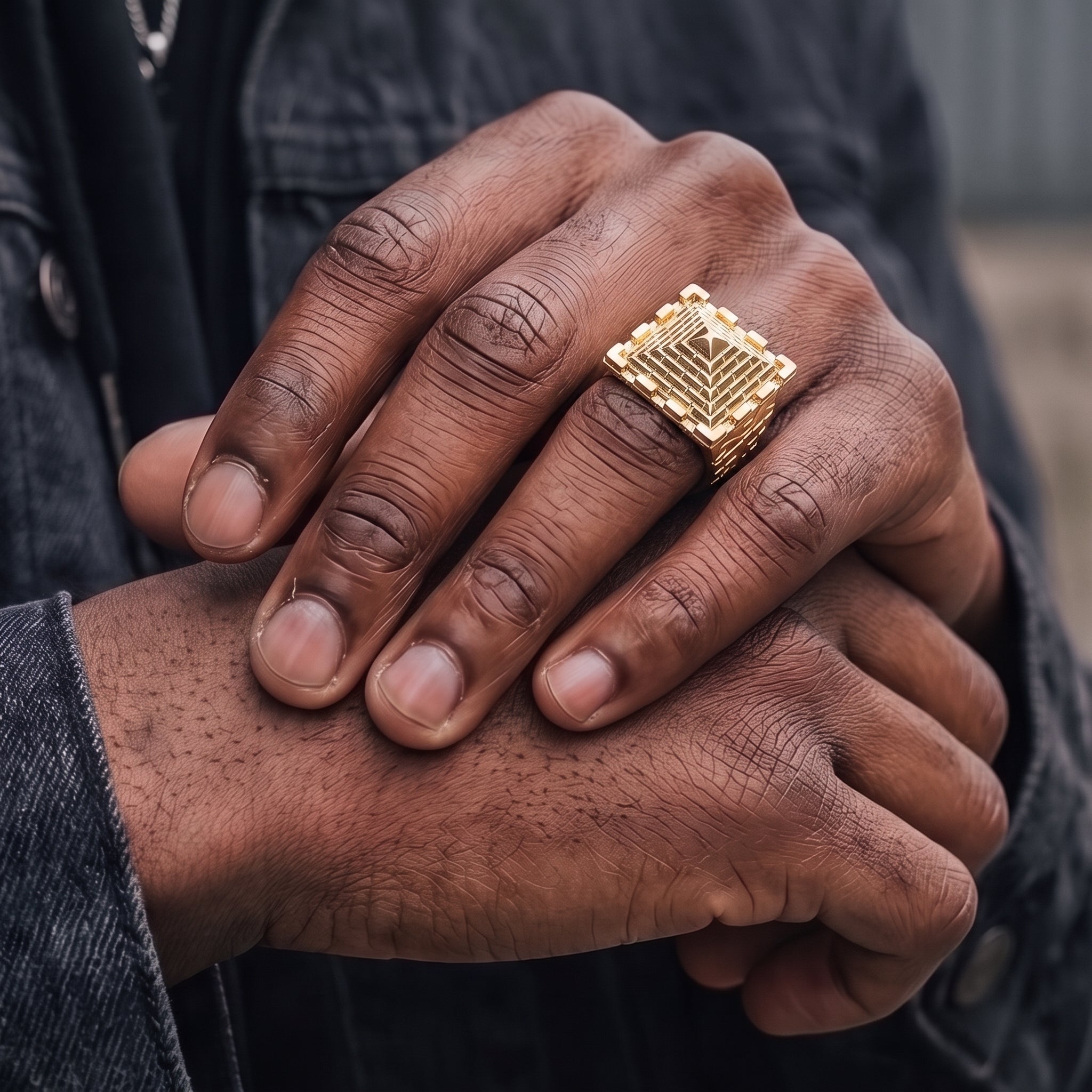 Gold Pyramid Ring