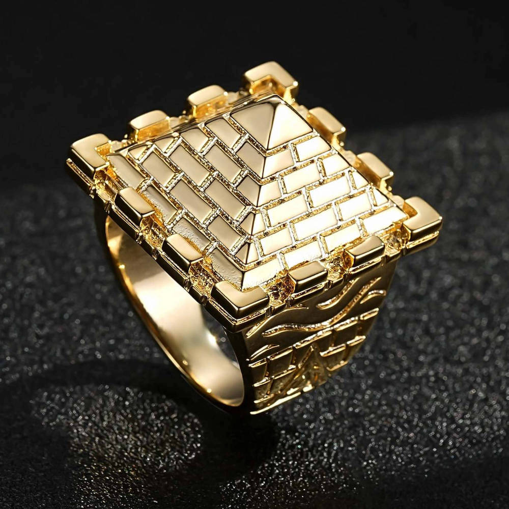 Gold Pyramid Ring 24g | Sizes X & Z | Bling King – Bling King London