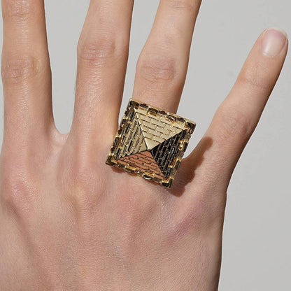 Gold-filled pyramid ring, size 13, durable and heavy