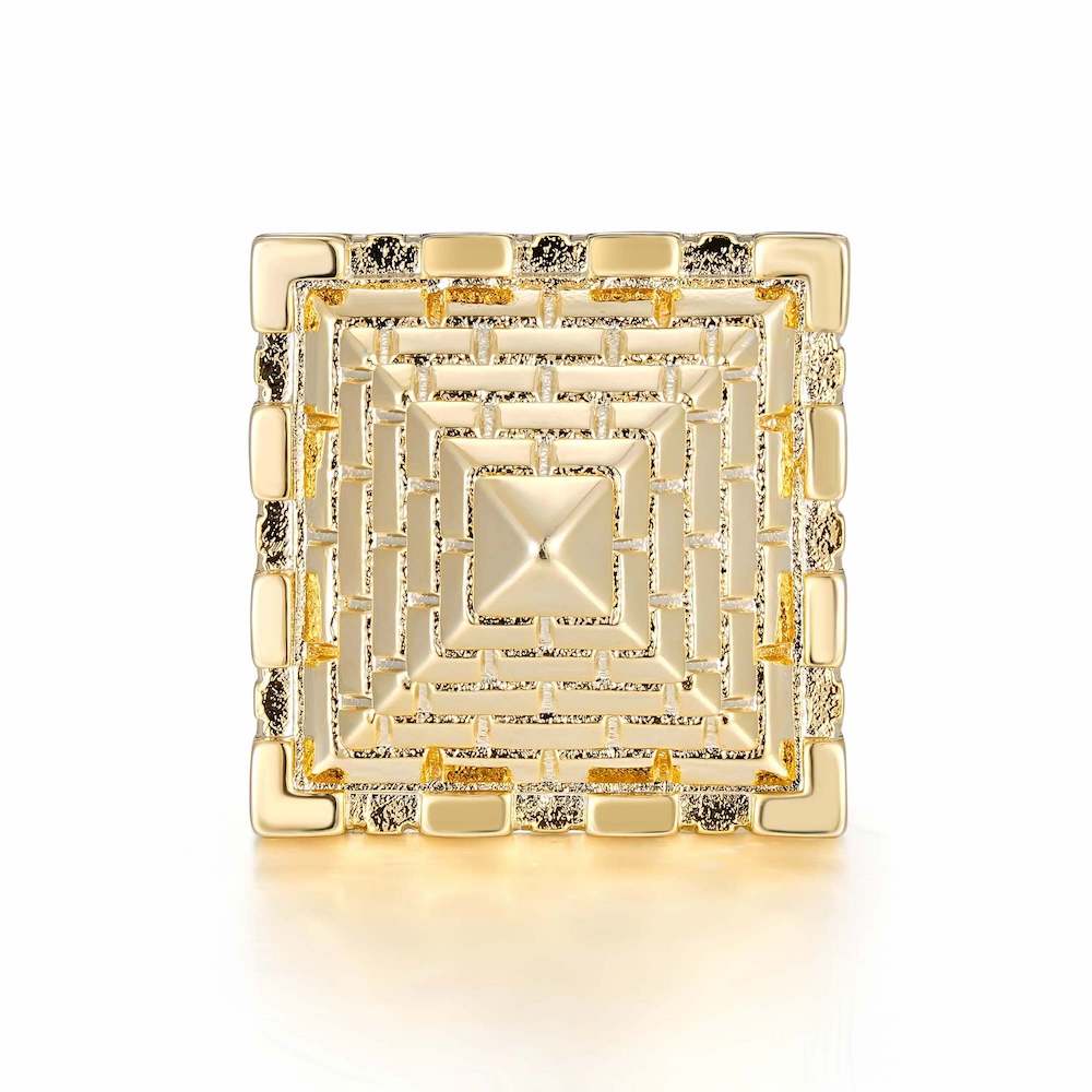 Heavy Gold Castle Pyramid Ring Size V/X/Z